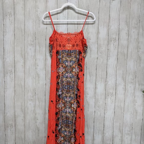 NWT Free People Red-Orange Floral Maxi Sundress Size L - Picture 8 of 8